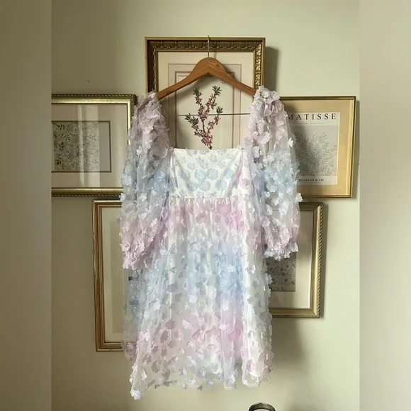 NEW Storia Babydoll Mini Dress Purple Medium - Picture 2 of 7